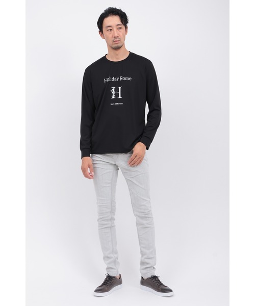 HIGH STREET（ハイストリート）の「HﾛｺﾞﾌﾟﾘﾝﾄｸﾙｰﾈｯｸﾅｶﾞｿﾃﾞTCS（Tシャツ/カットソー・メンズ・ホワイト/ブラック・MEDIUM/LARGE/LL）」の9枚目の写真