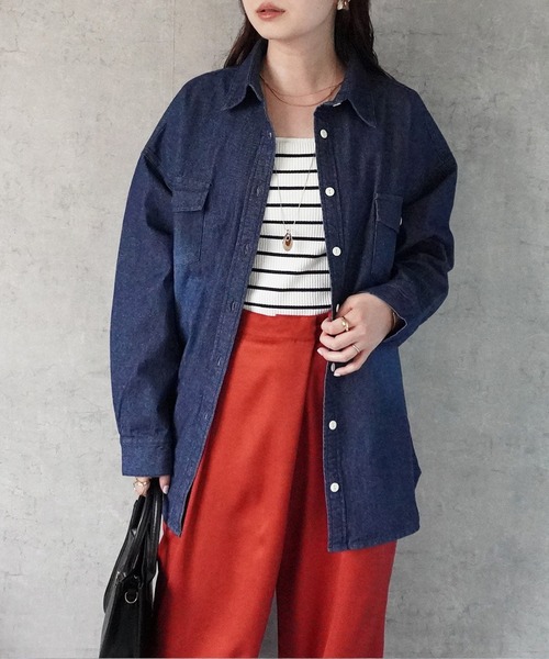 SELECT LEVERY(セレクトリベリー)の「デニムオーバーシャツ(シャツ/ブラウス・レディース・ブルー/ネイビー・MEDIUM/LARGE)」の9枚目の写真