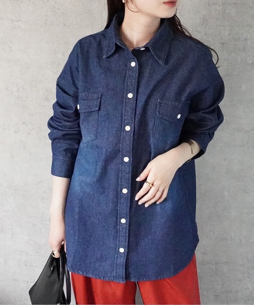 SELECT LEVERY(セレクトリベリー)の「デニムオーバーシャツ(シャツ/ブラウス・レディース・ブルー/ネイビー・MEDIUM/LARGE)」の10枚目の写真