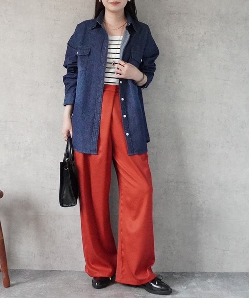 SELECT LEVERY(セレクトリベリー)の「デニムオーバーシャツ(シャツ/ブラウス・レディース・ブルー/ネイビー・MEDIUM/LARGE)」の11枚目の写真