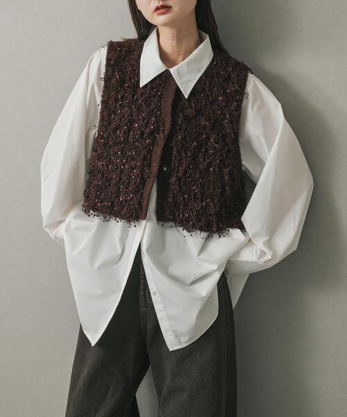 SENSE OF PLACE by URBAN RESEARCH（センスオブプレイスバイアーバンリサーチ）の「ブラシヤーンループベスト（ベスト・レディース・ブラウン/ブラック/アイボリー・ONE）」の3枚目の写真