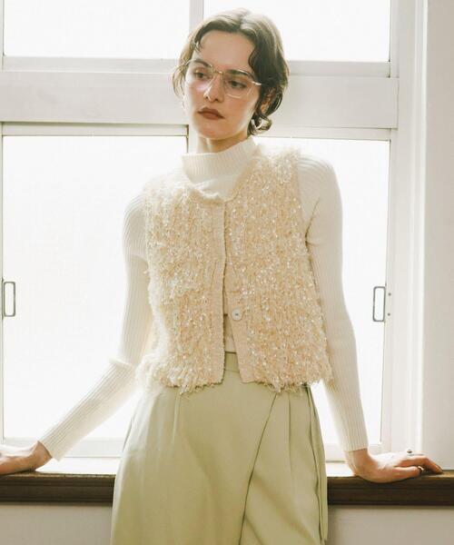 SENSE OF PLACE by URBAN RESEARCH（センスオブプレイスバイアーバンリサーチ）の「ブラシヤーンループベスト（ベスト・レディース・ブラウン/ブラック/アイボリー・ONE）」の2枚目の写真