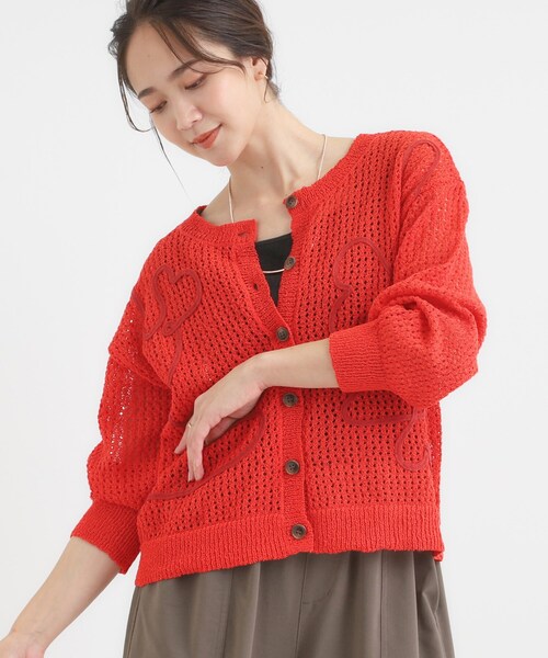 Cutie Blonde(キューティーブロンド)の「コード刺繍アソートメッシュカーディガン(カーディガン/ボレロ・レディース・ベージュ/レッド系/ピンク系その他/ブラック/オフホワイト/ブラウン系その他2・00)」の6枚目の写真