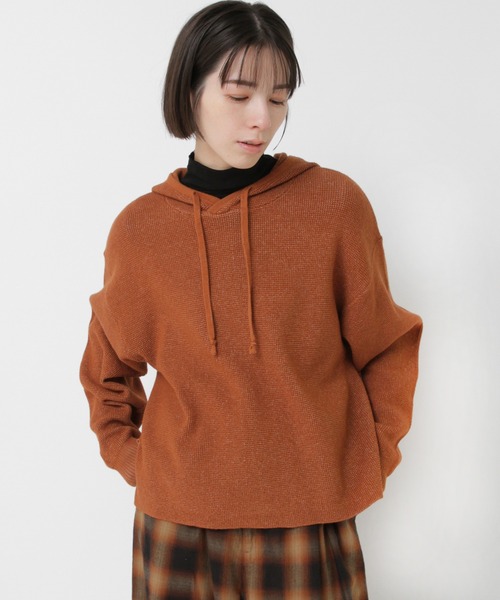 RNA-N(アールエヌエーエヌ)の「K2726 ワッフルニットフーディー(パーカー・レディース・キナリ/オレンジ/グリーン・FREE)」の1枚目の写真
