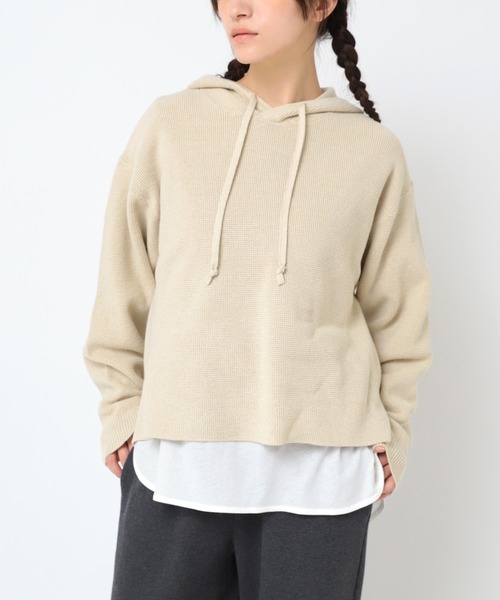 RNA-N(アールエヌエーエヌ)の「K2726 ワッフルニットフーディー(パーカー・レディース・キナリ/オレンジ/グリーン・FREE)」の2枚目の写真