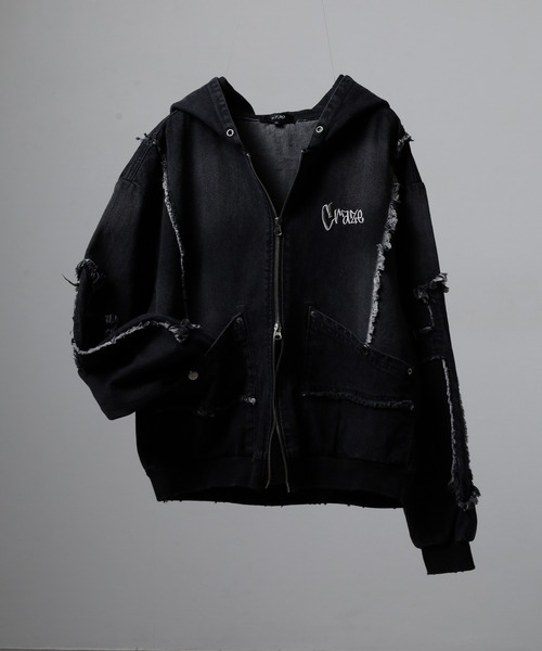 RE730(アールイーセブンサーティー)の「RE730 Denim Cross デニムZIPパーカー クロス十字(ブルゾン・メンズ・ブルー/サックスブルー/ブラック・L/M)」の2枚目の写真