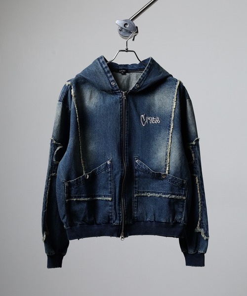 RE730(アールイーセブンサーティー)の「RE730 Denim Cross デニムZIPパーカー クロス十字(ブルゾン・メンズ・ブルー/サックスブルー/ブラック・L/M)」の10枚目の写真