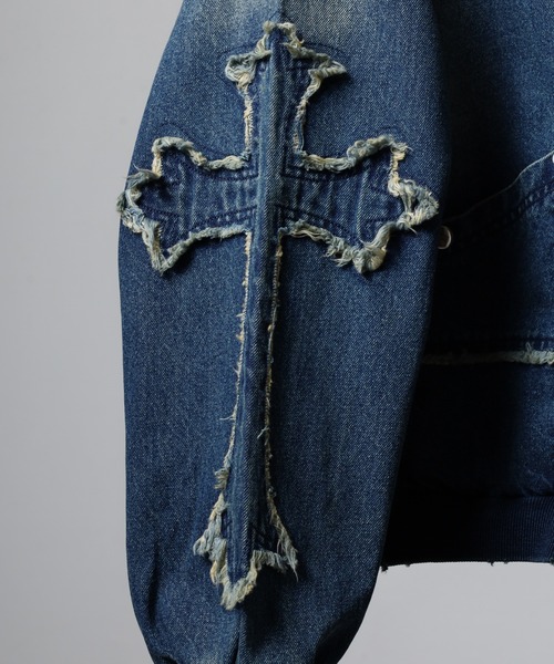 RE730(アールイーセブンサーティー)の「RE730 Denim Cross デニムZIPパーカー クロス十字(ブルゾン・メンズ・ブルー/サックスブルー/ブラック・L/M)」の17枚目の写真