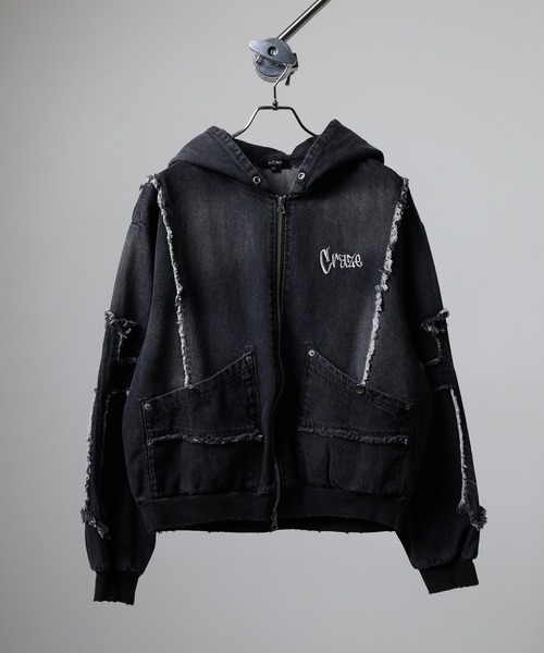 RE730(アールイーセブンサーティー)の「RE730 Denim Cross デニムZIPパーカー クロス十字(ブルゾン・メンズ・ブルー/サックスブルー/ブラック・L/M)」の6枚目の写真