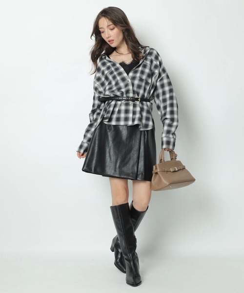 新品タグ付Apuweiser-riche チェックシャツレーストリムニットセット アプワイザー・リッシェ Apuweiser-riche チェックシャツレーストリム