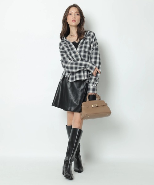 新品タグ付Apuweiser-riche チェックシャツレーストリムニットセット チェックシャツレーストリムニットセット（ニット/セーター