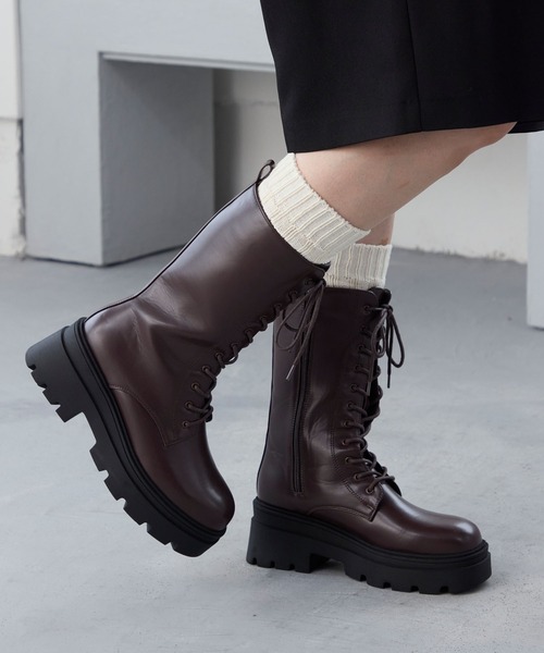 MONO-MART(モノマート)の「トラックソール レースアップ ミドル丈 ショートブーツ(ブーツ・レディース・ダークブラウン/ブラック・L/M/S)」の22枚目の写真