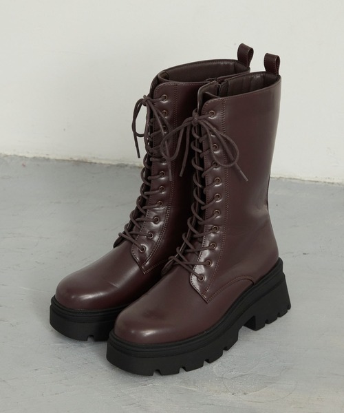 MONO-MART(モノマート)の「トラックソール レースアップ ミドル丈 ショートブーツ(ブーツ・レディース・ダークブラウン/ブラック・L/M/S)」の14枚目の写真