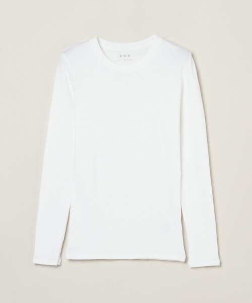 three dots(スリードッツ)の「ファンデーションコットン ロングスリーブT(Tシャツ/カットソー・レディース・ブラック/ホワイト・SMALL/MEDIUM)」の1枚目の写真