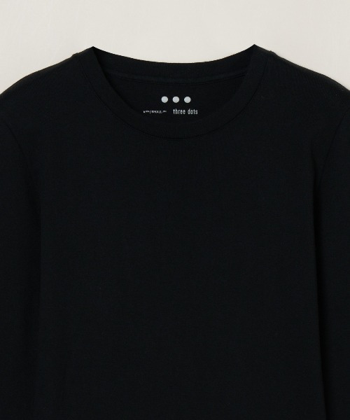 three dots(スリードッツ)の「ファンデーションコットン ロングスリーブT(Tシャツ/カットソー・レディース・ブラック/ホワイト・SMALL/MEDIUM)」の7枚目の写真