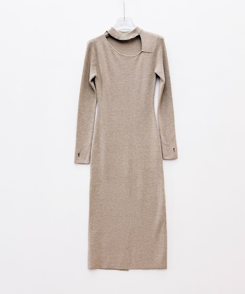 SAISON DE PAPILLON（セゾンドパピヨン）の「レディース チョーカーネックニットロングワンピース マキシ丈 きれいめ（ワンピース・レディース・ブラック/グレー/ベージュ・M/L）」の8枚目の写真