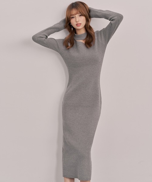 SAISON DE PAPILLON（セゾンドパピヨン）の「レディース チョーカーネックニットロングワンピース マキシ丈 きれいめ（ワンピース・レディース・ブラック/グレー/ベージュ・M/L）」の22枚目の写真