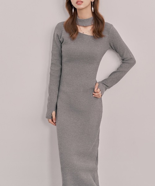 SAISON DE PAPILLON（セゾンドパピヨン）の「レディース チョーカーネックニットロングワンピース マキシ丈 きれいめ（ワンピース・レディース・ブラック/グレー/ベージュ・M/L）」の21枚目の写真