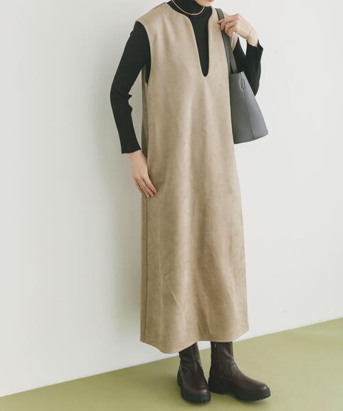 ITEMS URBANRESEARCH（アイテムズ アーバンリサーチ）の「『静電気防止』フェイクスエードジャンスカ（ワンピース・レディース・ブラウン/モカ・FREE）」の22枚目の写真