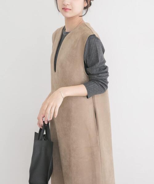 ITEMS URBANRESEARCH(アイテムズ アーバンリサーチ)の「『静電気防止』フェイクスエードジャンパースカート(ワンピース・レディース・ブラウン/モカ・FREE)」の12枚目の写真