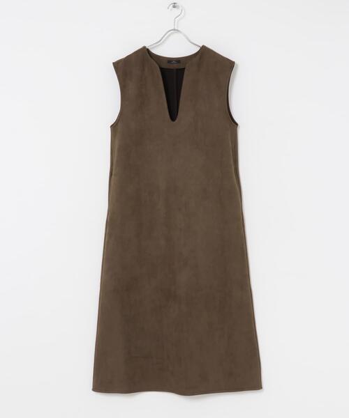 ITEMS URBANRESEARCH（アイテムズ アーバンリサーチ）の「『静電気防止』フェイクスエードジャンスカ（ワンピース・レディース・ブラウン/モカ・FREE）」の15枚目の写真