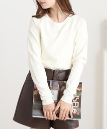 OMNES（オムネス）の「ストレッチジャガード　クルーネック長袖Tシャツ（Tシャツ/カットソー）」