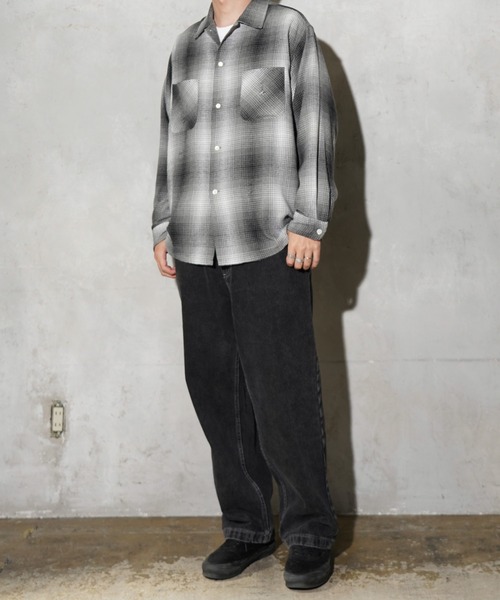 C.E.L.STORE（セルストア）の「DAN RIVER / ダンリバー DAMAGED BOX SHIRTS ダメージ加工 ボックスシルエット シャツ チェック ブラック（シャツ/ブラウス・メンズ・ベージュ/ブラック/グレー・LARGE/MEDIUM）」の5枚目の写真