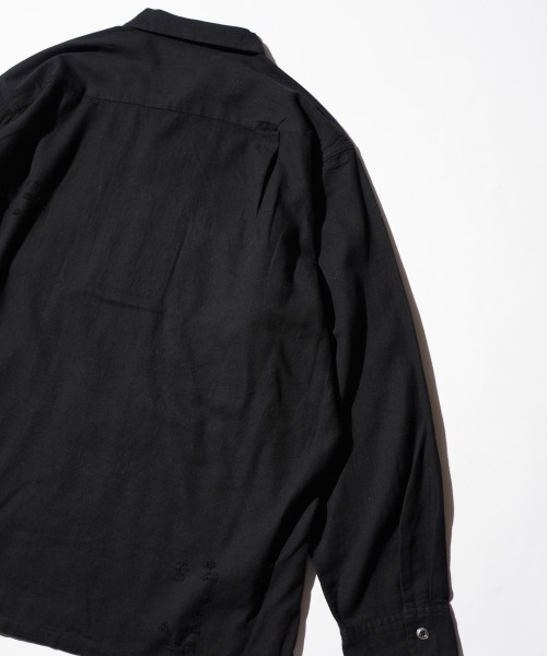 C.E.L.STORE（セルストア）の「DAN RIVER / ダンリバー DAMAGED BOX SHIRTS ダメージ加工 ボックスシルエット シャツ チェック ブラック（シャツ/ブラウス・メンズ・ベージュ/ブラック/グレー・LARGE/MEDIUM）」の17枚目の写真