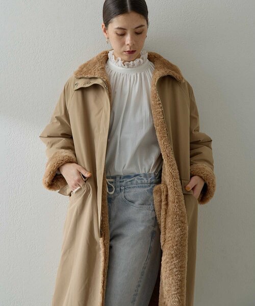 Whim Gazette(ウィムガゼット)の「リバーシブルボアコート(その他アウター・レディース・キャメル/ベージュ・FREE)」の3枚目の写真