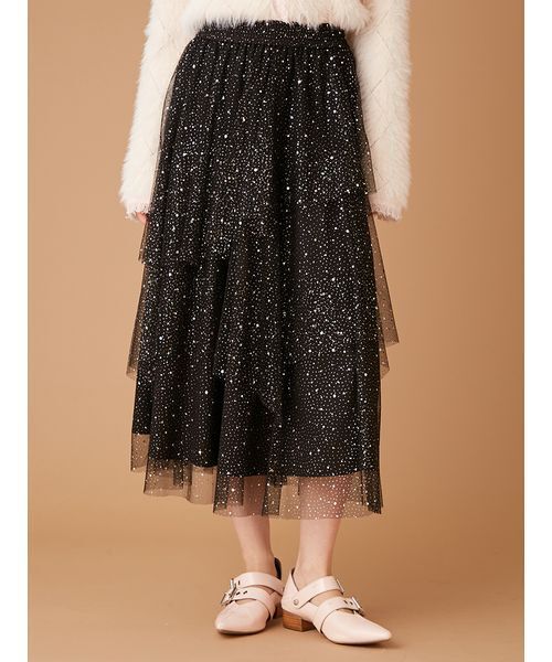 FURFUR（ファーファー）の「ラメチュールスカート（スカート・レディース・ホワイト/ブラック/ライトブルー・F）」の3枚目の写真