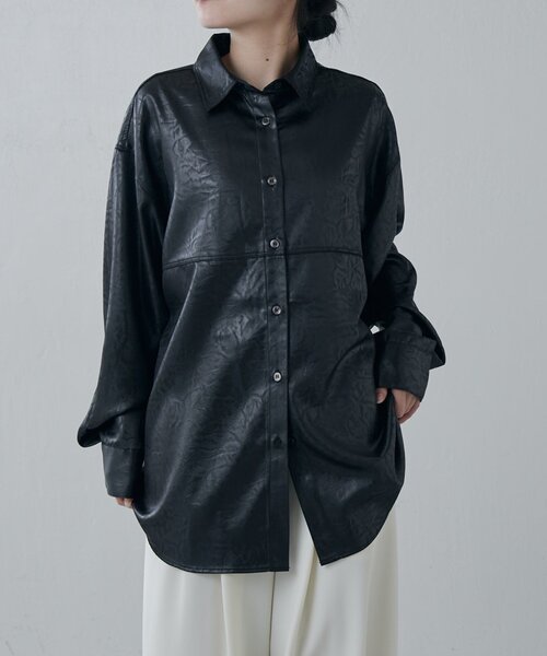 Lui's(ルイス)の「サテンレザーライクシャツ(シャツ/ブラウス・レディース・ライトグレー/ブラック・FREE)」の21枚目の写真