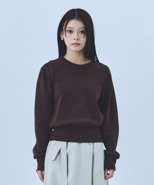 残りわずか！】ショルダータックニットトップス｜ウォッシャブル