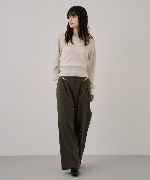 残りわずか！】ショルダータックニットトップス｜ウォッシャブル