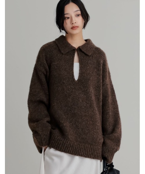 ゆったりシルエットのあったかブークレニット Re:EDIT（リエディ）の「[新色追加][2025AW COLLECTION]起毛ブークレ