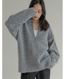 Re:EDIT | [新色追加][2025AW COLLECTION]起毛ブークレニットホック付き2WAYトップス(ニット/セーター)