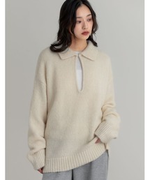 [新色追加][2025AW COLLECTION]起毛ブークレニットホック付き2WAYトップス