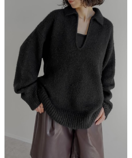 新色追加][2025AW COLLECTION]起毛ブークレニットホック付き2WAY