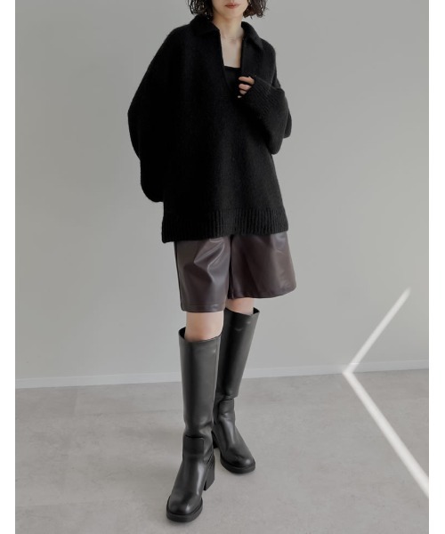 our ゆったりシルエットのあったかブークレニット グレー our ゆったりシルエットのあったかブークレニット グレー ゆったり