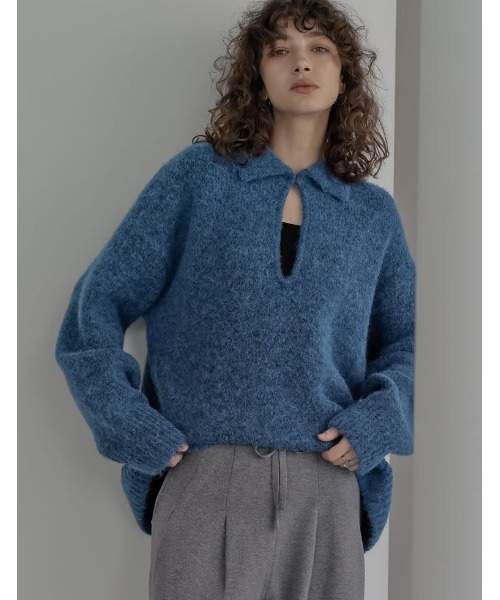 新色追加][2025AW COLLECTION]起毛ブークレニットホック付き2WAY