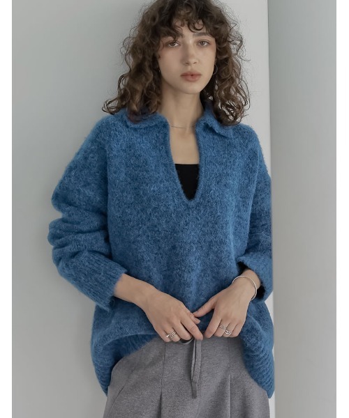 新色追加][2025AW COLLECTION]起毛ブークレニットホック付き2WAY