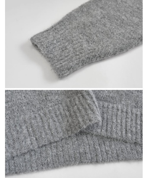 our ゆったりシルエットのあったかブークレニット グレー ゆったりシルエットのあったかブークレニット – OURHOME