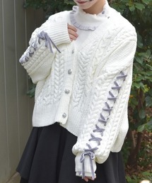 axes femme | レースアップモールヤーンカーディガン(カーディガン/ボレロ)