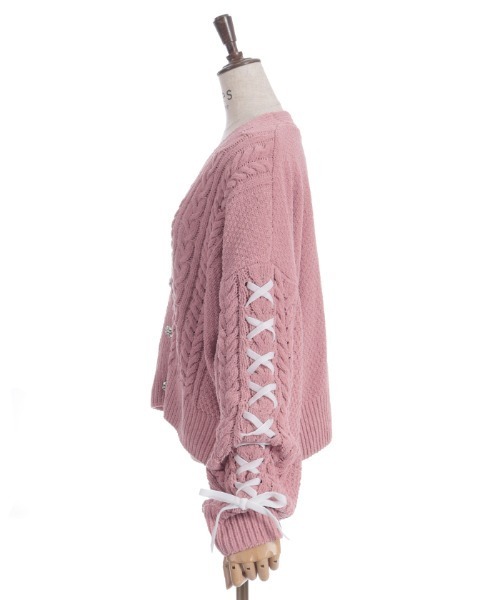 axes femme（アクシーズファム）の「レースアップモールヤーンカーディガン（カーディガン/ボレロ・レディース・ホワイト/ピンク/ミント/ベビーピンク・FREE）」の12枚目の写真
