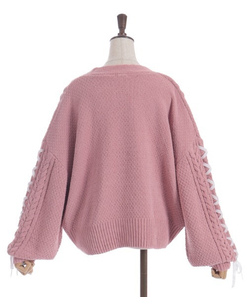 axes femme（アクシーズファム）の「レースアップモールヤーンカーディガン（カーディガン/ボレロ・レディース・ホワイト/ピンク/ミント/ベビーピンク・FREE）」の13枚目の写真