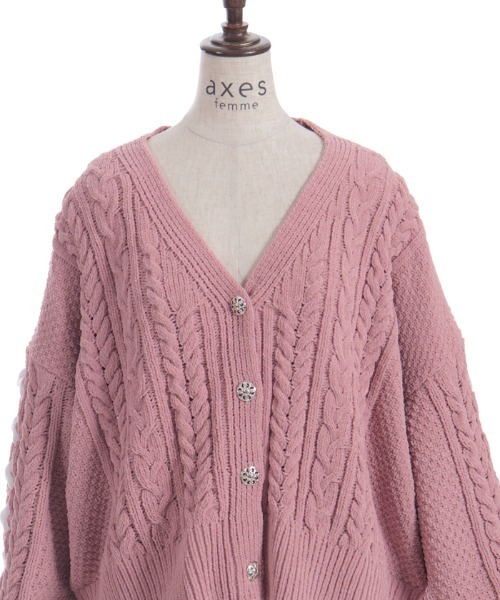 axes femme（アクシーズファム）の「レースアップモールヤーンカーディガン（カーディガン/ボレロ・レディース・ホワイト/ピンク/ミント/ベビーピンク・FREE）」の14枚目の写真