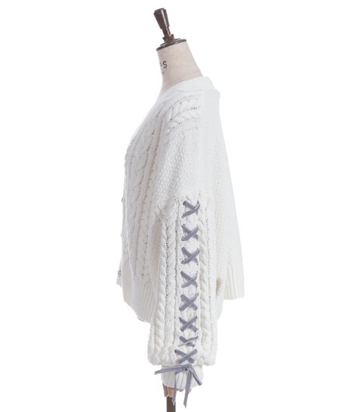 axes femme（アクシーズファム）の「レースアップモールヤーンカーディガン（カーディガン/ボレロ・レディース・ホワイト/ピンク/ミント/ベビーピンク・FREE）」の20枚目の写真