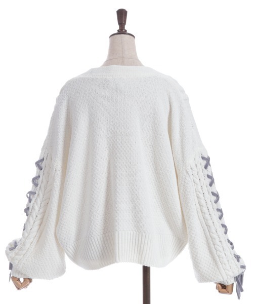 axes femme（アクシーズファム）の「レースアップモールヤーンカーディガン（カーディガン/ボレロ・レディース・ホワイト/ピンク/ミント/ベビーピンク・FREE）」の21枚目の写真