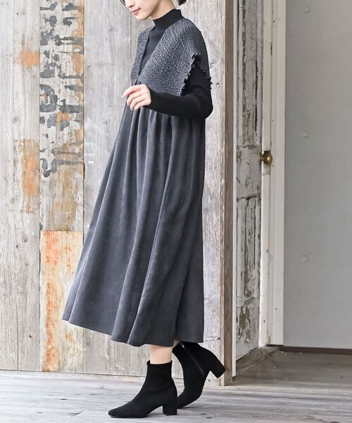 Vネックシャーリングワンピース（ワンピース）｜rps（アールピーエス