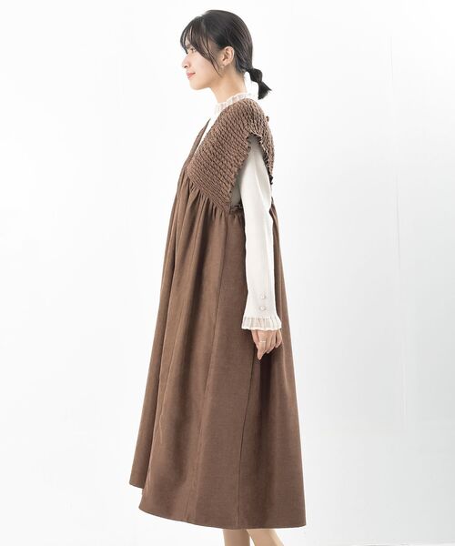 Vネックシャーリングワンピース（ワンピース）｜rps（アールピーエス