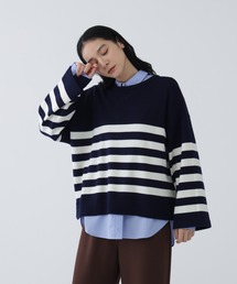 NAVYNAVY | 【NAVYNAVY】【ユーティリティー】洗えるウール混前後2WAYボクシーニット(ニット/セーター)